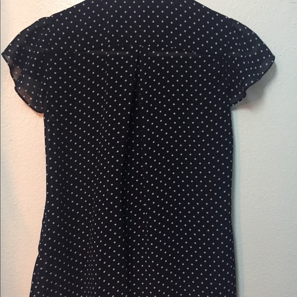 H&M Navy Blue/Cream Button Down V neck Blouse - Picture 3 of 3